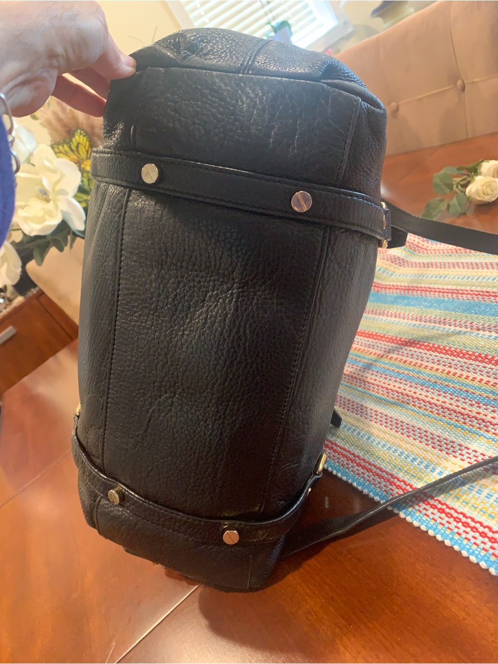 Michael Kors Large Black Leather Satchel with Gold Hardware - Picture 10 of 13
